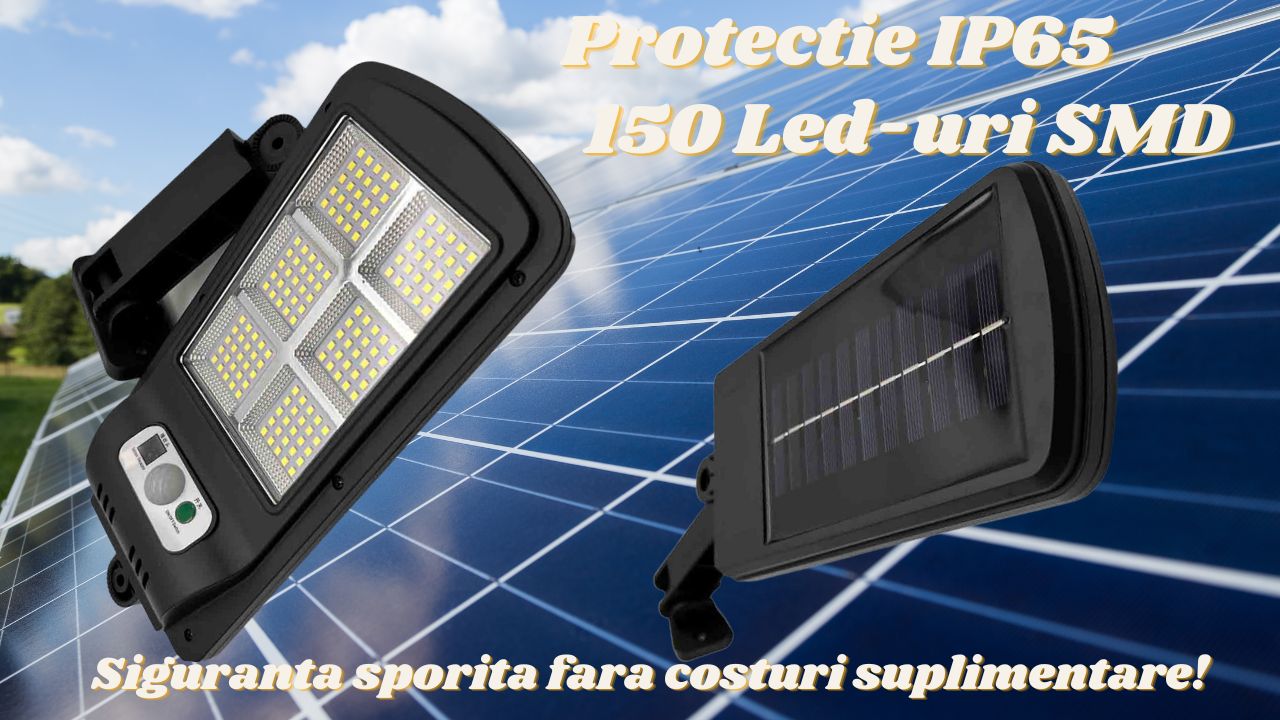 lampa solara de perete cu protectie IP65 si telecomanda